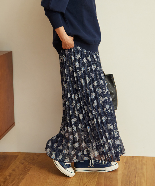 JOURNAL STANDARD relume(ジャーナルスタンダード レリューム)の「ドットフラワープリントプリーツスカート(スカート・レディース・ブラック/ネイビー・FREE)」の22枚目の写真