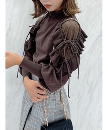 dazzlin | ダブルリボンフリルシアーオープンニット(ニット/セーター)