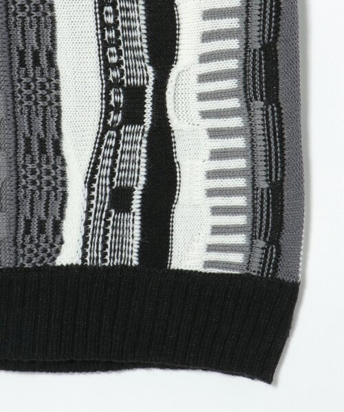 VENCEEXCHANGE（ヴァンスエクスチェンジ）の「クージーニットプルオーバー/ヴィンテージライク/3Dニット/ジャガードストライプ柄プルオーバーニット（ニット/セーター・メンズ・ネイビー/ブラック/ブラウン・M/L）」の4枚目の写真