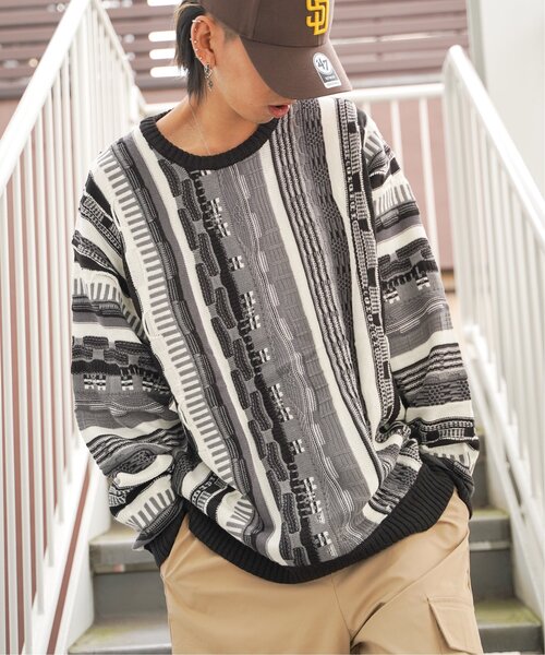 VENCEEXCHANGE（ヴァンスエクスチェンジ）の「クージーニットプルオーバー/ヴィンテージライク/3Dニット/ジャガードストライプ柄プルオーバーニット（ニット/セーター・メンズ・ネイビー/ブラック/ブラウン・M/L）」の20枚目の写真