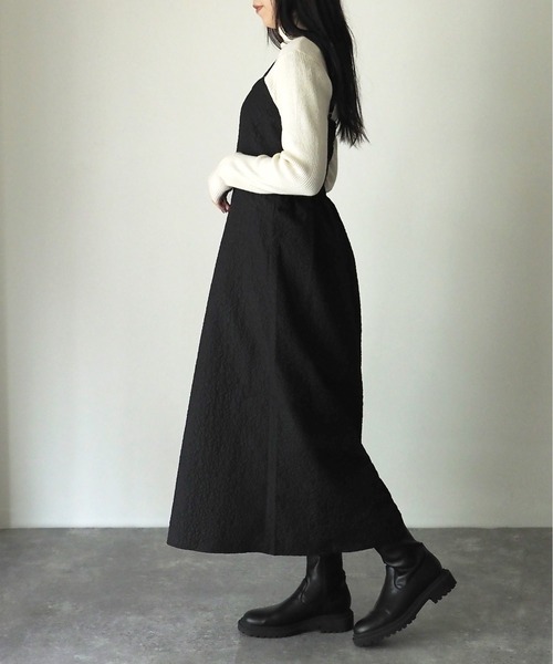 Riberry（リベリー）の「ふくれジャガードキャミワンピース（ワンピース・レディース・アイボリー/ブラック・FREE）」の12枚目の写真