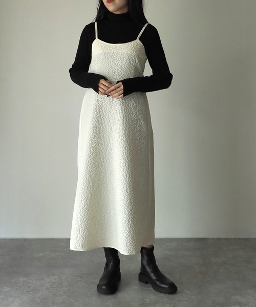 Riberry（リベリー）の「ふくれジャガードキャミワンピース（ワンピース・レディース・アイボリー/ブラック・FREE）」の14枚目の写真