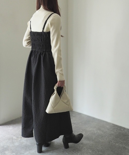 Riberry（リベリー）の「ふくれジャガードキャミワンピース（ワンピース・レディース・アイボリー/ブラック・FREE）」の6枚目の写真