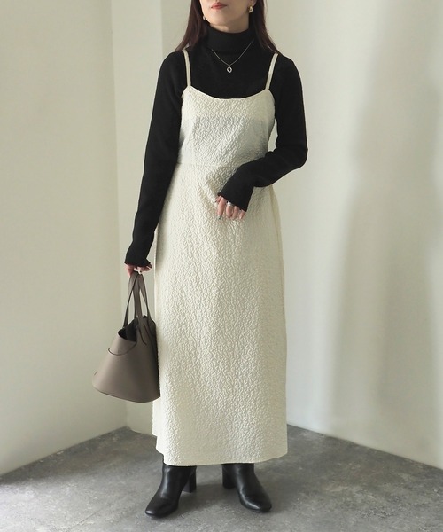 Riberry（リベリー）の「ふくれジャガードキャミワンピース（ワンピース・レディース・アイボリー/ブラック・FREE）」の7枚目の写真