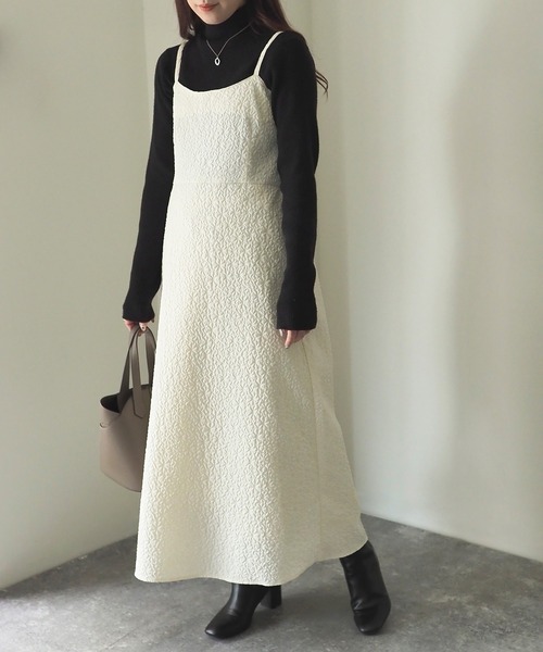 Riberry（リベリー）の「ふくれジャガードキャミワンピース（ワンピース・レディース・アイボリー/ブラック・FREE）」の8枚目の写真