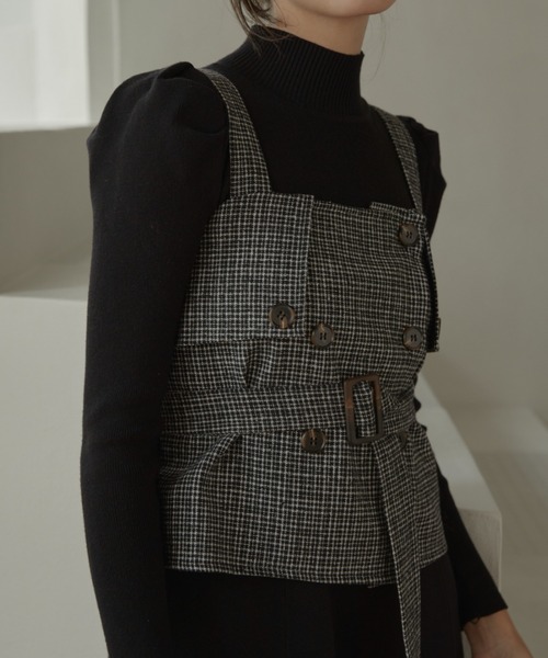 ACYM(アシーム)の「Check corset ビスチェ(その他トップス・レディース・ブラック/ブラウン・FREE)」の3枚目の写真