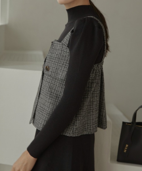 ACYM(アシーム)の「Check corset ビスチェ(その他トップス・レディース・ブラック/ブラウン・FREE)」の5枚目の写真