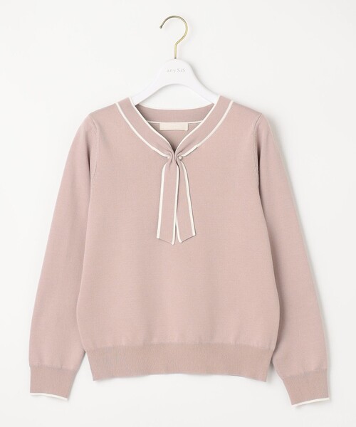 ANY SIS（エニィスィス）の「【洗える】バイカラーボウタイ ニット