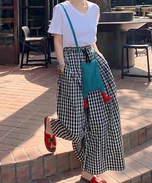 Girly Doll(ガーリードール)の「チェックワイドイージーパンツ(その他パンツ・レディース・ネイビー/グレー/ブラック/グリーン/オレンジ・FREE)」の7枚目の写真