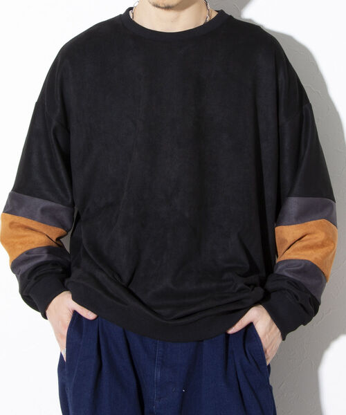 GLOSTER（グロスター）の「【GLOSTER/グロスター】スエード切り替えフットボールTシャツ ポンチ（Tシャツ/カットソー・メンズ・ベージュ/ブラック/アイボリー・M/L/XL）」の6枚目の写真