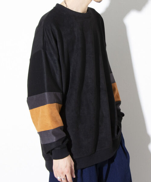 GLOSTER（グロスター）の「【GLOSTER/グロスター】スエード切り替えフットボールTシャツ ポンチ（Tシャツ/カットソー・メンズ・ベージュ/ブラック/アイボリー・M/L/XL）」の9枚目の写真