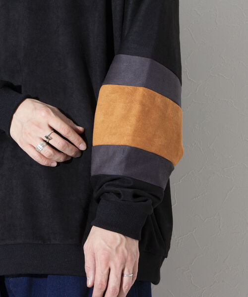 GLOSTER（グロスター）の「【GLOSTER/グロスター】スエード切り替えフットボールTシャツ ポンチ（Tシャツ/カットソー・メンズ・ベージュ/ブラック/アイボリー・M/L/XL）」の13枚目の写真