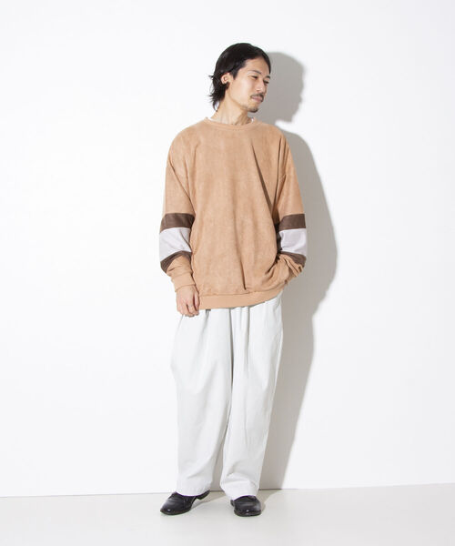 GLOSTER（グロスター）の「【GLOSTER/グロスター】スエード切り替えフットボールTシャツ ポンチ（Tシャツ/カットソー・メンズ・ベージュ/ブラック/アイボリー・M/L/XL）」の16枚目の写真