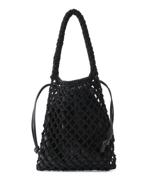 ADAM ET ROPE'（アダムエロペ）の「【2WAY】マクラメ巾着バッグ（ハンドバッグ・レディース・ブラック/シルバー・FREE）」の7枚目の写真