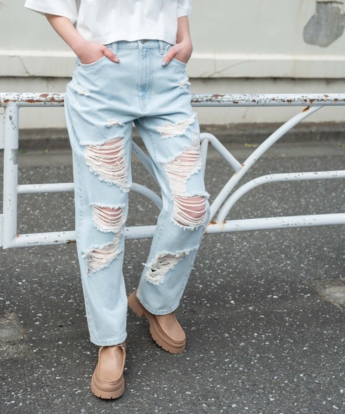 WEGO（ウィゴー）の「WEGO/スーパーヘビークラッシュローライズパンツ（デニムパンツ・レディース・ブラック系その他/ライトインディゴブルー・SMALL/MEDIUM）」の11枚目の写真