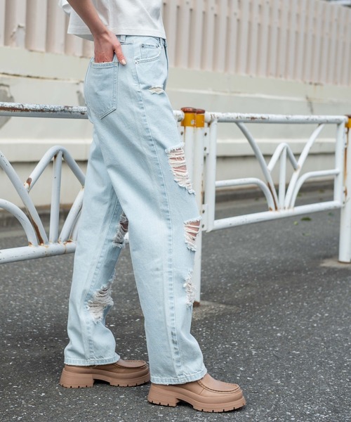 WEGO（ウィゴー）の「WEGO/スーパーヘビークラッシュローライズパンツ（デニムパンツ・レディース・ブラック系その他/ライトインディゴブルー・SMALL/MEDIUM）」の12枚目の写真