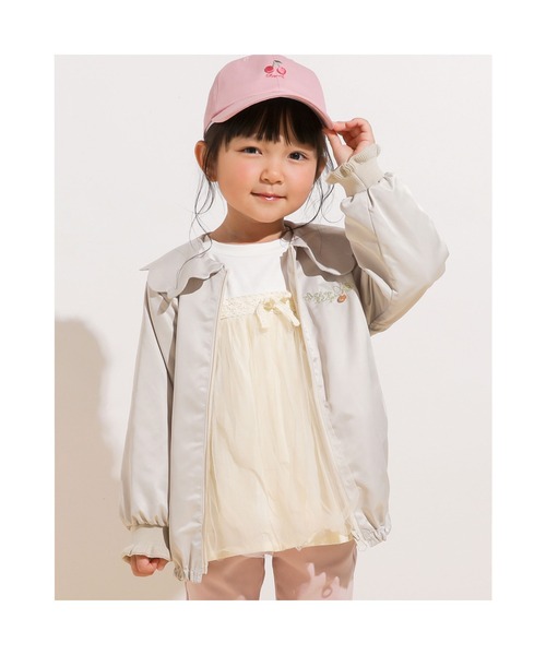 SLAP SLIP（スラップスリップ）の「SLAPSLIP/スカラップ襟シンプルタフタジャケット(80~130cm)（その他アウター・キッズ・ピンク/オフホワイト・120/110/130/80/100/90）」の2枚目の写真