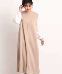 DRESKIP | 【ボディーラインを品よくカバー】お袖シャツ ドッキングワンピース(ワンピース)