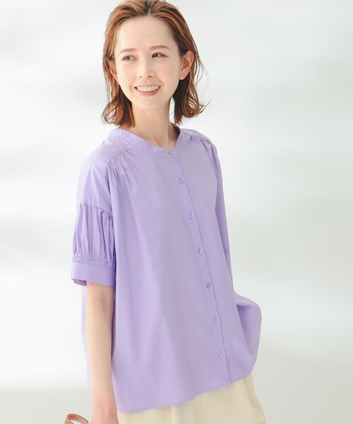 B:MING by BEAMS(ビーミングバイビームス)の「B:MING by BEAMS / 2WAY シャーリング ブラウス(シャツ/ブラウス・レディース・ライトグレー系/オフホワイト/ラベンダー・MEDIUM/SMALL)」の3枚目の写真