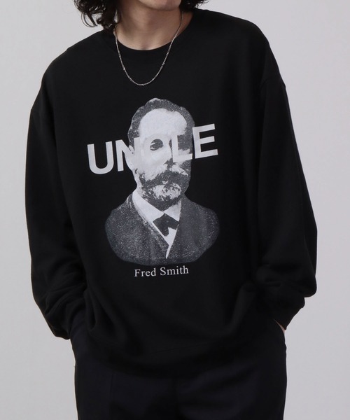 MODISH GAZE(モディシュガゼ)の「MODISH GAZE 裏毛 クルーネック 長袖 BIG スウェット UNCLE(スウェット・メンズ・ブラック/オフホワイト/杢グレー・M/L)」の2枚目の写真