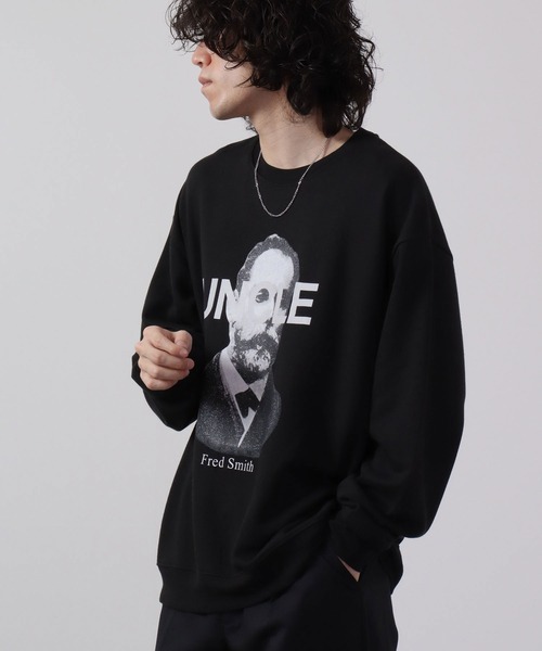 MODISH GAZE(モディシュガゼ)の「MODISH GAZE 裏毛 クルーネック 長袖 BIG スウェット UNCLE(スウェット・メンズ・ブラック/オフホワイト/杢グレー・M/L)」の15枚目の写真