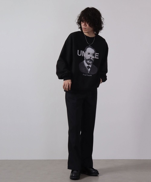MODISH GAZE(モディシュガゼ)の「MODISH GAZE 裏毛 クルーネック 長袖 BIG スウェット UNCLE(スウェット・メンズ・ブラック/オフホワイト/杢グレー・M/L)」の18枚目の写真