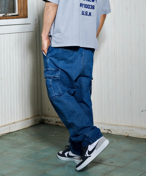 ムラサキスポーツ（ムラサキスポーツ）の「【ムラサキスポーツ限定】DEAR LAUREL/ディアローレル デニムパンツ ダブルニーパンツ D23S3101（カーゴパンツ・メンズ・ブラック/ブルー・M/L）」の11枚目の写真