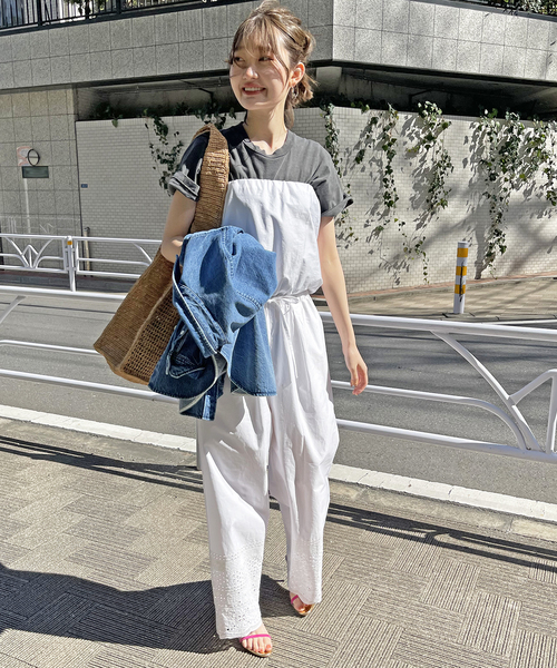 Spick & Span(スピックアンドスパン)の「エンブロイダリーコンビネゾン(サロペット/オーバーオール・レディース・ブラック/ホワイト・FREE)」の14枚目の写真