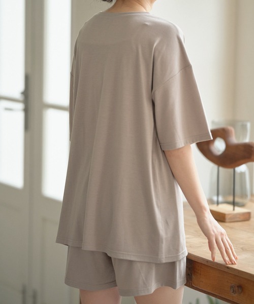 KOBE LETTUCE（コウベレタス）の「[CandyCool]UVカットTシャツ×ショートパンツセットアップ（セットアップ・レディース・ブルーグリーン/グレイッシュベージュ/ブラック・FREE）」の11枚目の写真