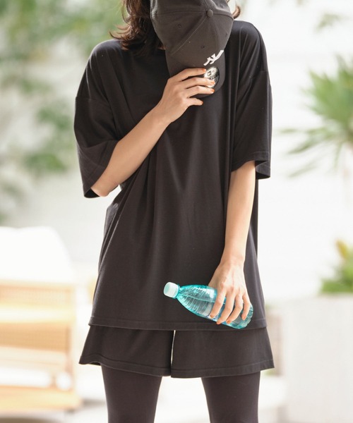 KOBE LETTUCE（コウベレタス）の「[CandyCool]UVカットTシャツ×ショートパンツセットアップ（セットアップ・レディース・ブルーグリーン/グレイッシュベージュ/ブラック・FREE）」の6枚目の写真