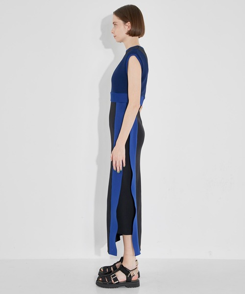 CITY TOKYO（シティトウキョウ）の「【手洗い可能】【サマーニット】カラーブロッキングニットワンピース（ワンピース・レディース・ブラック/ベージュ/グリーン・1/2）」の9枚目の写真