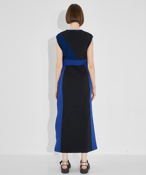 CITY TOKYO（シティトウキョウ）の「【手洗い可能】【サマーニット】カラーブロッキングニットワンピース（ワンピース・レディース・ブラック/ベージュ/グリーン・1/2）」の10枚目の写真