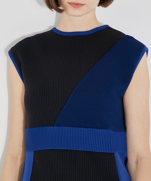 CITY TOKYO（シティトウキョウ）の「【手洗い可能】【サマーニット】カラーブロッキングニットワンピース（ワンピース・レディース・ブラック/ベージュ/グリーン・1/2）」の11枚目の写真