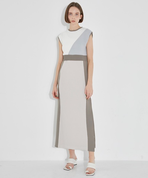 CITY TOKYO（シティトウキョウ）の「【手洗い可能】【サマーニット】カラーブロッキングニットワンピース（ワンピース・レディース・ブラック/ベージュ/グリーン・1/2）」の15枚目の写真