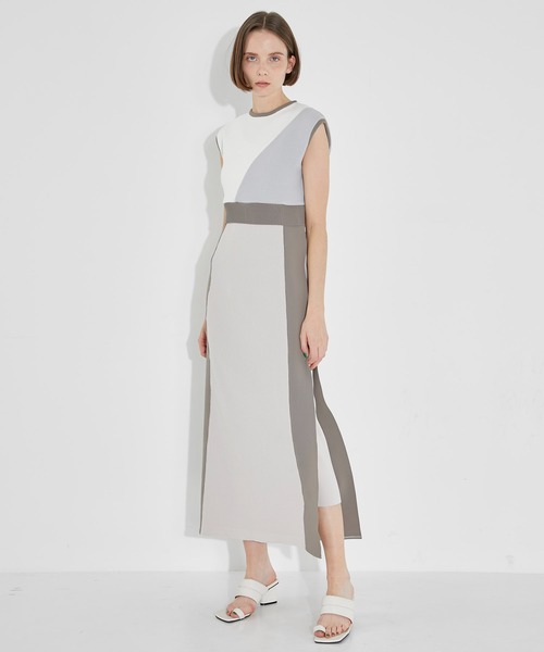 CITY TOKYO（シティトウキョウ）の「【手洗い可能】【サマーニット】カラーブロッキングニットワンピース（ワンピース・レディース・ブラック/ベージュ/グリーン・1/2）」の18枚目の写真