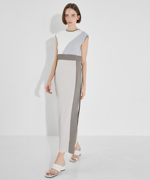 CITY TOKYO（シティトウキョウ）の「【手洗い可能】【サマーニット】カラーブロッキングニットワンピース（ワンピース・レディース・ブラック/ベージュ/グリーン・1/2）」の16枚目の写真