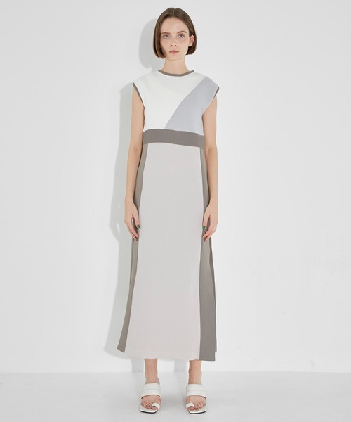 CITY TOKYO（シティトウキョウ）の「【手洗い可能】【サマーニット】カラーブロッキングニットワンピース（ワンピース・レディース・ブラック/ベージュ/グリーン・1/2）」の19枚目の写真