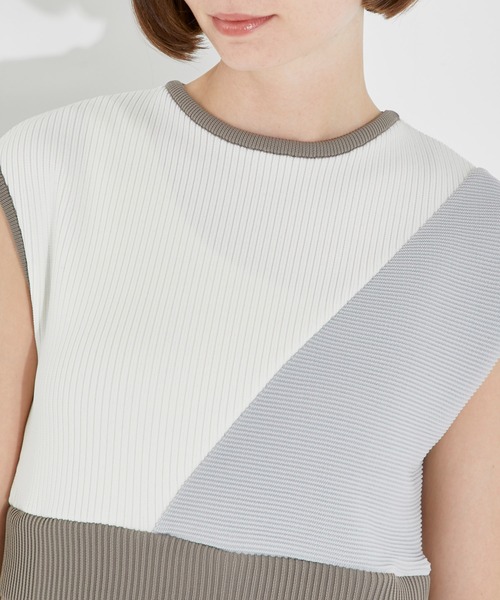 CITY TOKYO（シティトウキョウ）の「【手洗い可能】【サマーニット】カラーブロッキングニットワンピース（ワンピース・レディース・ブラック/ベージュ/グリーン・1/2）」の22枚目の写真