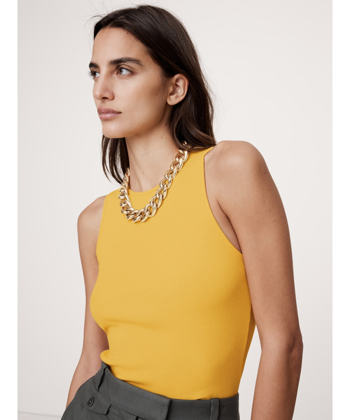 Banana Republic（バナナリパブリック）の「リブ カッタウェイ タンクトップ（タンクトップ・レディース・ブラック/ホワイト/その他/ブルー・XS/M/L/S）」の4枚目の写真