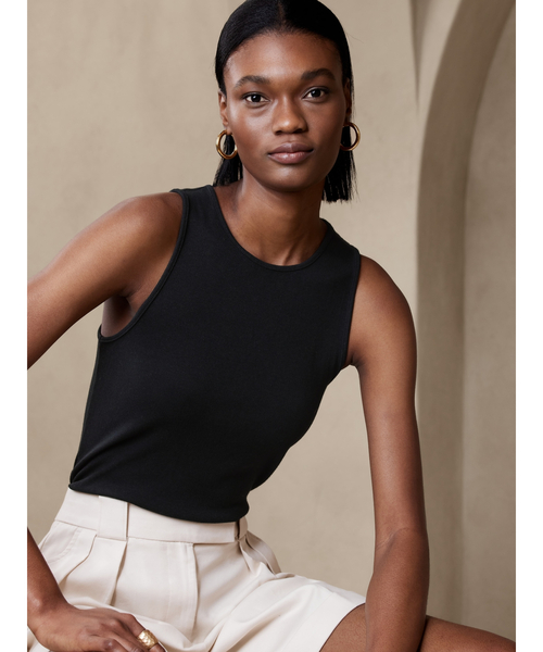 Banana Republic（バナナリパブリック）の「リブ カッタウェイ タンクトップ（タンクトップ・レディース・ブラック/ホワイト/その他/ブルー・XS/M/L/S）」の9枚目の写真