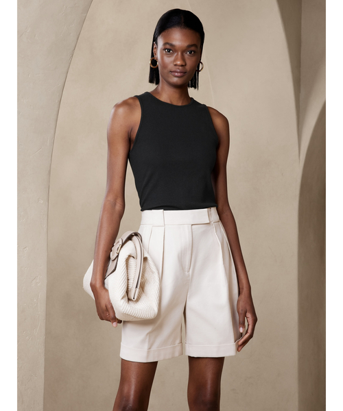 Banana Republic（バナナリパブリック）の「リブ カッタウェイ タンクトップ（タンクトップ・レディース・ブラック/ホワイト/その他/ブルー・XS/M/L/S）」の5枚目の写真