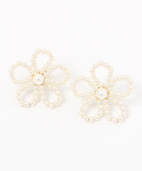 Heather（ヘザー）の「フラワービーズピアス　199445（ピアス（両耳用）・レディース・ホワイト/クリア・ONE SIZE）」の5枚目の写真