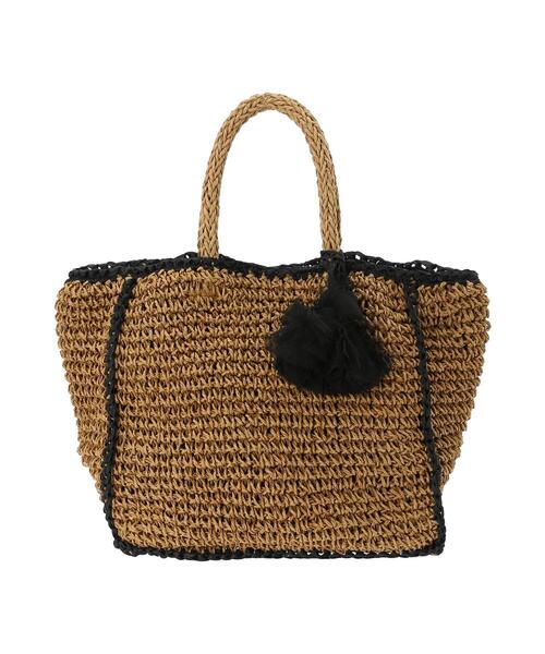 Te chichi（テチチ）の「タッセル付ペーパートートバッグ（ハンドバッグ・レディース・ブラック/キャメル・ﾌﾘ-）」の7枚目の写真