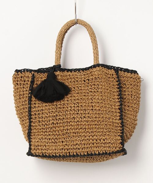 Te chichi（テチチ）の「タッセル付ペーパートートバッグ（ハンドバッグ・レディース・ブラック/キャメル・ﾌﾘ-）」の9枚目の写真