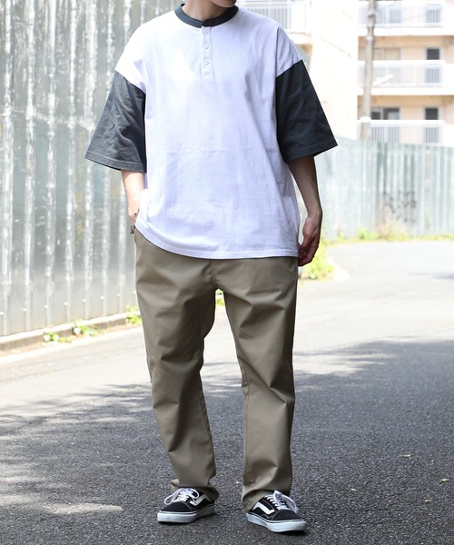 Goodwear(グッドウェア)の「【Goodwear】配色ヘンリーネック S/S SUPER BIG TEE U.S.A COTTON ※2W7-13206(Tシャツ/カットソー・メンズ・ネイビー/グレー/ホワイト/ブラック/グリーン/グレイッシュベージュ・XL/M/L)」の8枚目の写真