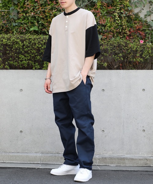 Goodwear(グッドウェア)の「【Goodwear】配色ヘンリーネック S/S SUPER BIG TEE U.S.A COTTON ※2W7-13206(Tシャツ/カットソー・メンズ・ネイビー/グレー/ホワイト/ブラック/グリーン/グレイッシュベージュ・XL/M/L)」の16枚目の写真