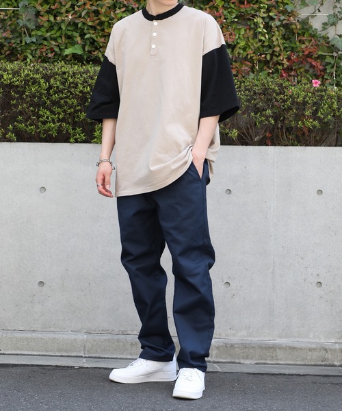 Goodwear(グッドウェア)の「【Goodwear】配色ヘンリーネック S/S SUPER BIG TEE U.S.A COTTON ※2W7-13206(Tシャツ/カットソー・メンズ・ネイビー/グレー/ホワイト/ブラック/グリーン/グレイッシュベージュ・XL/M/L)」の17枚目の写真