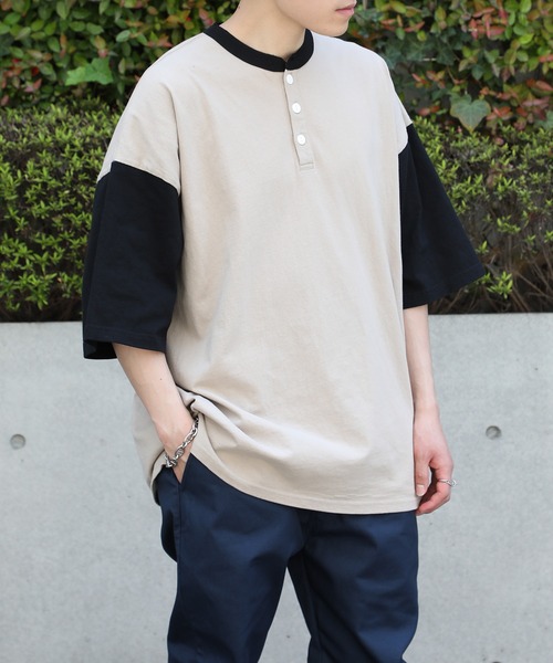 Goodwear(グッドウェア)の「【Goodwear】配色ヘンリーネック S/S SUPER BIG TEE U.S.A COTTON ※2W7-13206(Tシャツ/カットソー・メンズ・ネイビー/グレー/ホワイト/ブラック/グリーン/グレイッシュベージュ・XL/M/L)」の18枚目の写真