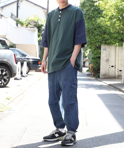 Goodwear(グッドウェア)の「【Goodwear】配色ヘンリーネック S/S SUPER BIG TEE U.S.A COTTON ※2W7-13206(Tシャツ/カットソー・メンズ・ネイビー/グレー/ホワイト/ブラック/グリーン/グレイッシュベージュ・XL/M/L)」の20枚目の写真