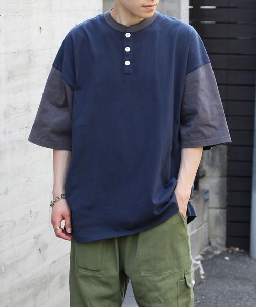 Goodwear(グッドウェア)の「【Goodwear】配色ヘンリーネック S/S SUPER BIG TEE U.S.A COTTON ※2W7-13206(Tシャツ/カットソー・メンズ・ネイビー/グレー/ホワイト/ブラック/グリーン/グレイッシュベージュ・XL/M/L)」の22枚目の写真